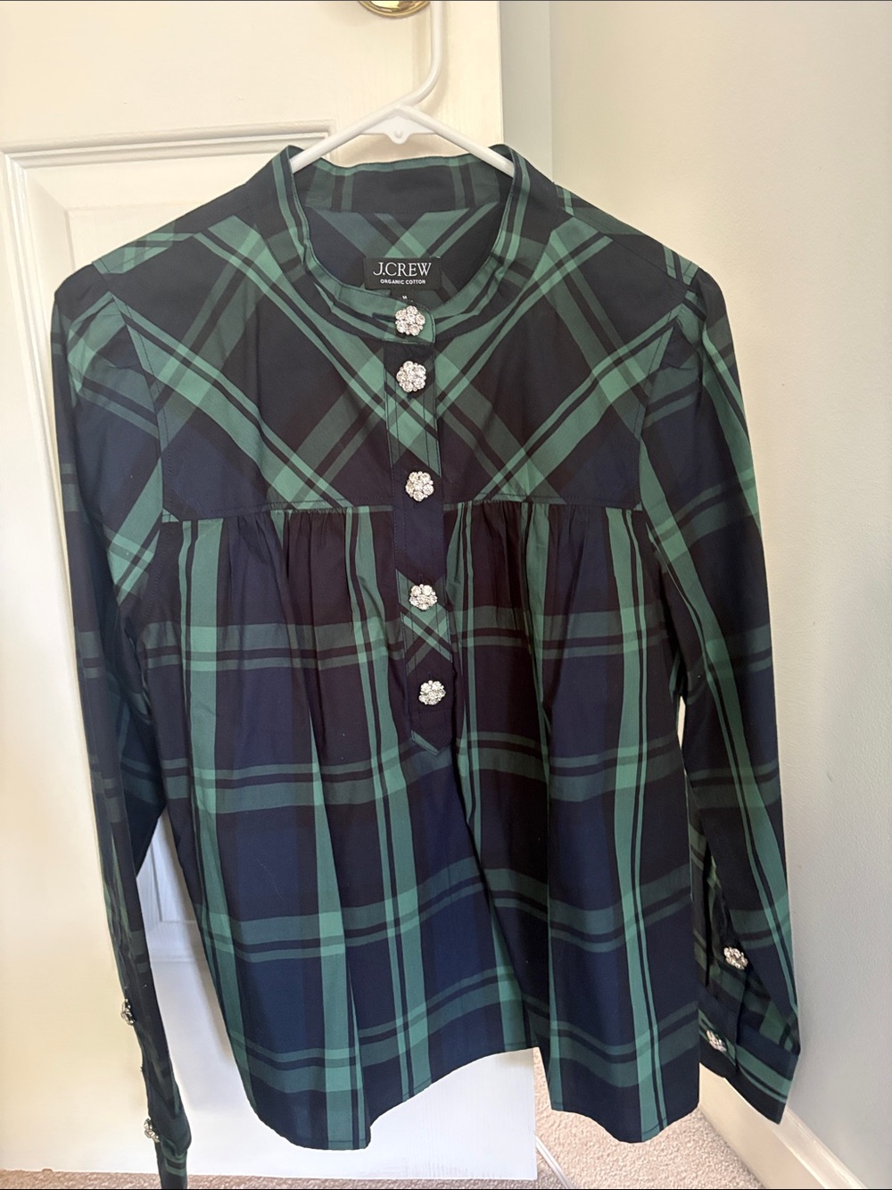 J.Crew Green & Navy Plaid Girls' Button-Front Top